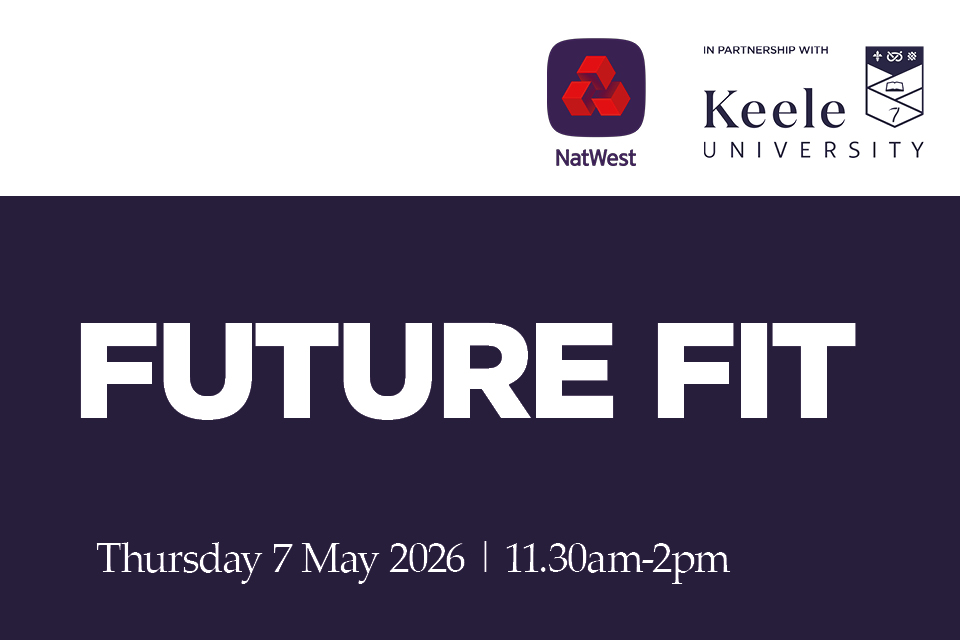 White text on a dark blue background.  Text reads: Future Fit. Thursday 7 May 2026.  11.30am-2pm.